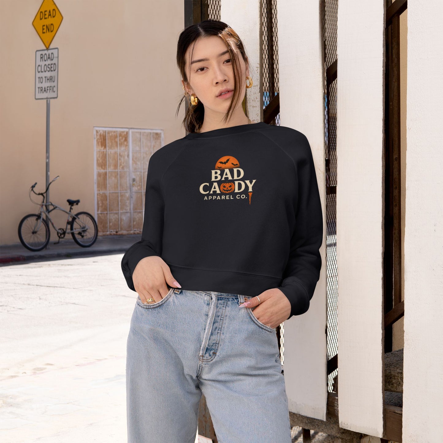 Bad Caddy Apparel Co. Halloween Trendy Cropped Fleece Pullover
