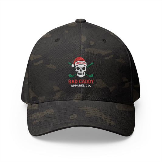 Skull Cap — 'Bad Caddy Apparel Co.' Embroidered Hat (Holiday Skull & Santa Hat)