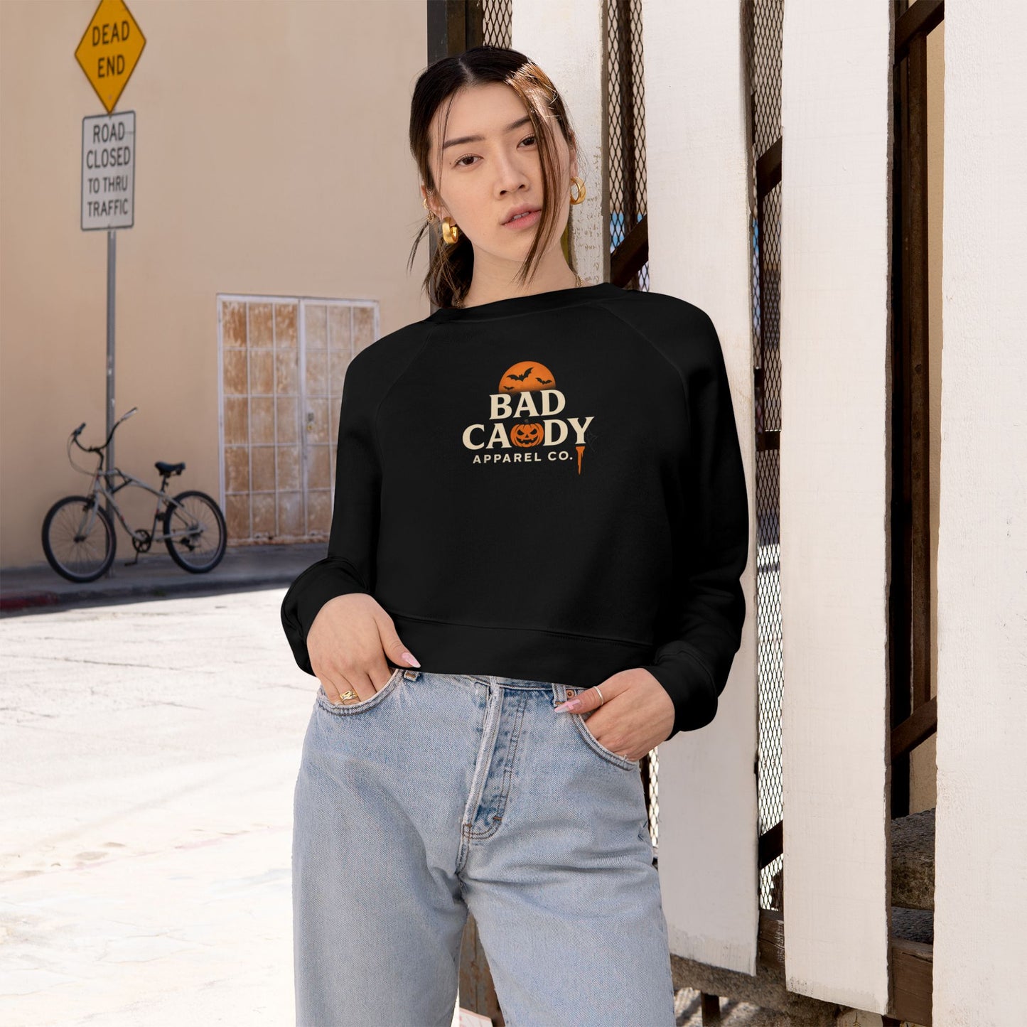 Bad Caddy Apparel Co. Halloween Trendy Cropped Fleece Pullover