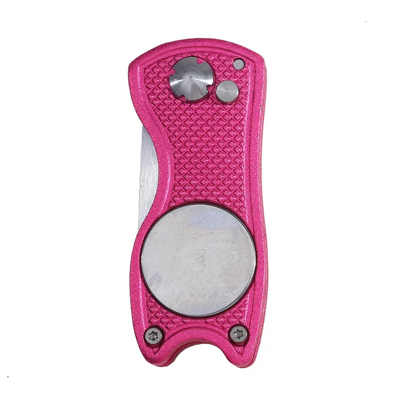 1pc Foldable Golf Divot Repair Tool with Golf Ball Tool Pitch Groove Cleaner Golf Accessories Putting Green Fork Training Aids