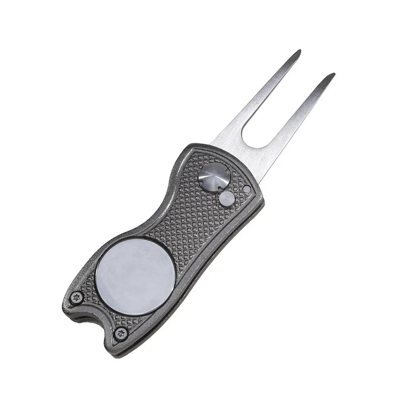 1pc Foldable Golf Divot Repair Tool with Golf Ball Tool Pitch Groove Cleaner Golf Accessories Putting Green Fork Training Aids