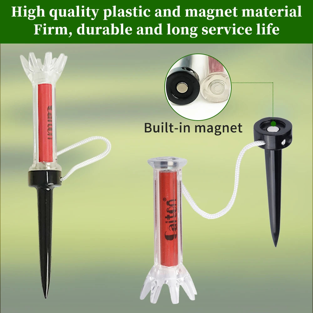 Caiton 5pcs Golf Tee,With Magnetic Plastic Golf Tee, Two Sizes (79mm/90mm), 360degree Bounce New Gift,Golf Training Practice