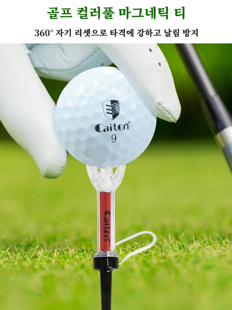 Caiton 5pcs Golf Tee,With Magnetic Plastic Golf Tee, Two Sizes (79mm/90mm), 360degree Bounce New Gift,Golf Training Practice