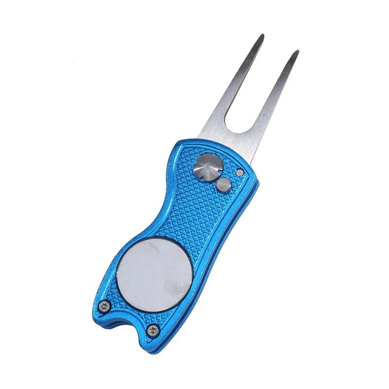 1pc Foldable Golf Divot Repair Tool with Golf Ball Tool Pitch Groove Cleaner Golf Accessories Putting Green Fork Training Aids